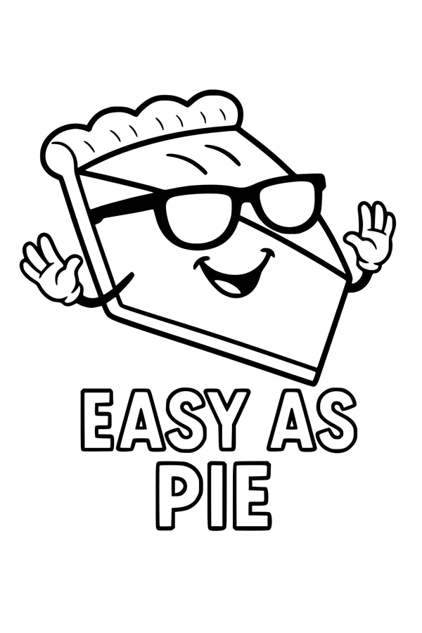 Free Thanksgiving Pie Coloring Page - Cool Slice With Sunglasses (Printable PDF)