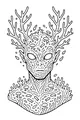 Free Alien Boy Coloring Page - Coral Antlers Portrait (Printable PDF)