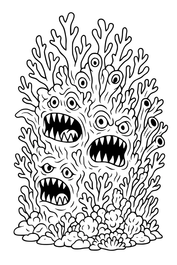 Free Kraken Sea Monster Coloring Page - Coral Reef Choir Beast (Printable PDF)