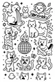 Free Cat Coloring Page - Party Cats DJ, Sing, and Surf (Printable PDF)