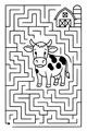 Free Cow Coloring Page - Cartoon Cow in Farm Maze (Printable PDF)