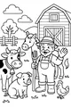 Free Cow Coloring Page - Farmer With Happy Barnyard Animals (Printable PDF)