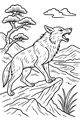 Free Coyote Coloring Page - Howling on Desert Rocky Ledge (Printable PDF)