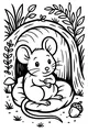 Free Mouse Coloring Page - Cute Forest Burrow Scene (Printable PDF)