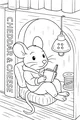 Free Mouse Coloring Page - Cozy Library Reading Nook (Printable PDF)