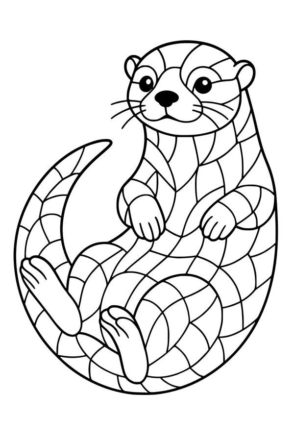 Free Otter Coloring Page - Cute Cartoon Otter on Its Back (Printable PDF)