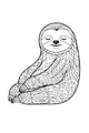 Free Sloth Coloring Page - Smiling Sitting Sloth with Patterns (Printable PDF)