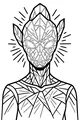 Free Alien Coloring Page - Geometric Crystal-Faced Portrait (Printable PDF)