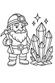 Free Gnome Miner Coloring Page - Sparkling Crystal Cluster Cave (Printable PDF)
