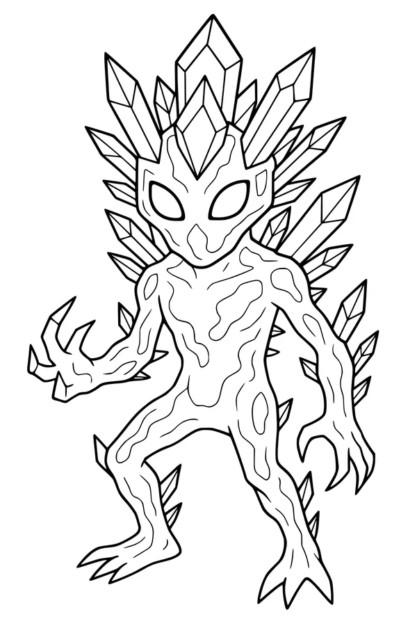 Free Crystal Elemental Coloring Page - Gemstone Crown Guardian (Printable PDF)