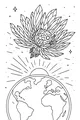 Free UFO Coloring Page - Crystal Saucer Over Sunrise Earth (Printable PDF)