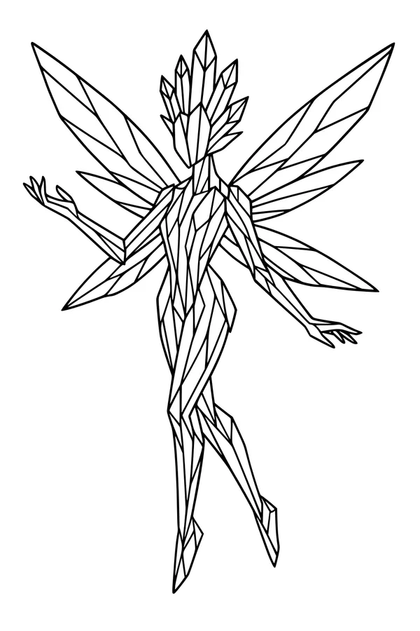 Free Fairy Coloring Page - Crystal Wing Fairy in Mid-Step (Printable PDF)