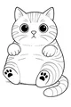 Free Cat Coloring Page - Chubby Striped Pet Sitting Upright (Printable PDF)