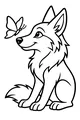 Free Coyote Coloring Page - Curious Pup Watching a Butterfly (Printable PDF)