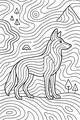 Free Coyote Coloring Page - Wild Coyote in Swirling Mountain Landscape (Printable PDF)