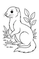 Free Ferret Coloring Page - Cute Ferret in the Garden (Printable PDF)
