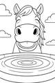 Free Horse Coloring Page - Cartoon Horse at Water Trough (Printable PDF)