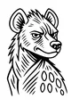 Free Hyena Coloring Page - Cartoon Spiky-Furred Hyena Portrait (Printable PDF)