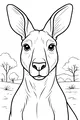 Free Kangaroo Coloring Page - Big-Eared Kangaroo in Grassy Outback (Printable PDF)