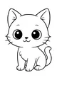 Free Kitten Coloring Page - Cute Sitting Cat With Big Bright Eyes (Printable PDF)