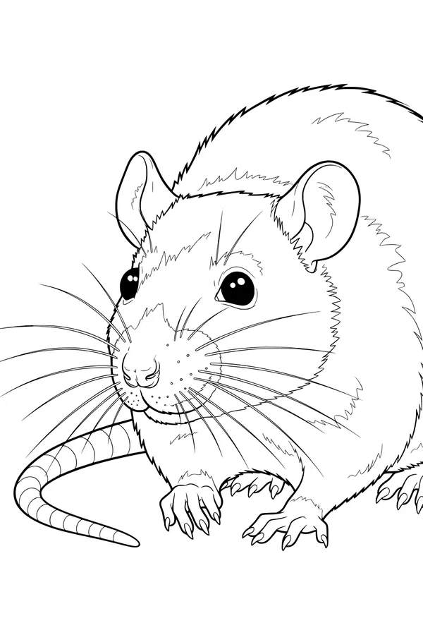 Free Rat Coloring Page - Realistic Pet With Long Whiskers (Printable PDF)