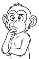 Free Monkey Coloring Page - Thoughtful Cartoon Monkey Standing (Printable PDF)