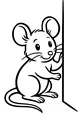 Free Mouse Coloring Page - Cute Cartoon Mouse By The Wall (Printable PDF)