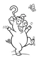 Free Pig Coloring Page - Funny Pig Surprised by Butterfly (Printable PDF)