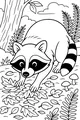 Free Raccoon Coloring Page - Autumn Forest Leaf Patch (Printable PDF)