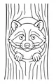 Free Raccoon Coloring Page - Peekaboo in a Hollow Tree (Printable PDF)