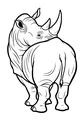 Free Rhinoceros Coloring Page - Rhino Looking Backward (Printable PDF)