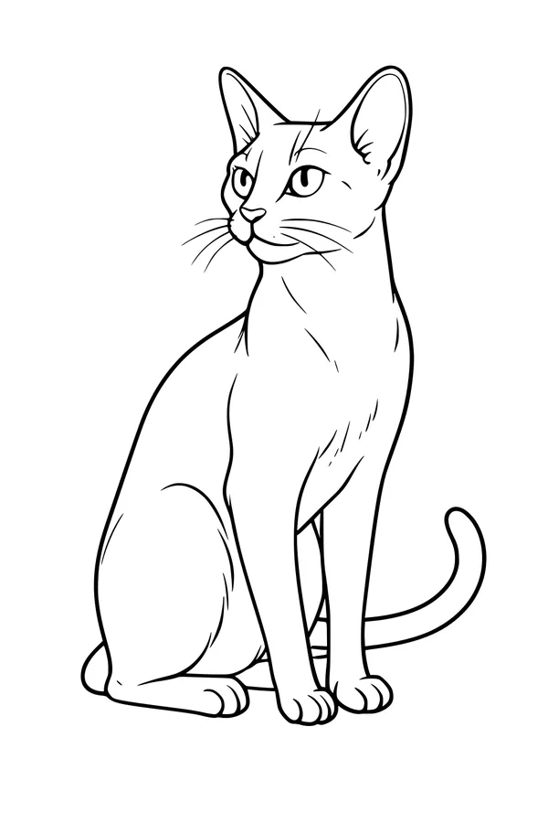 Free Cat Coloring Page - Watchful House Cat Sitting Upright (Printable PDF)