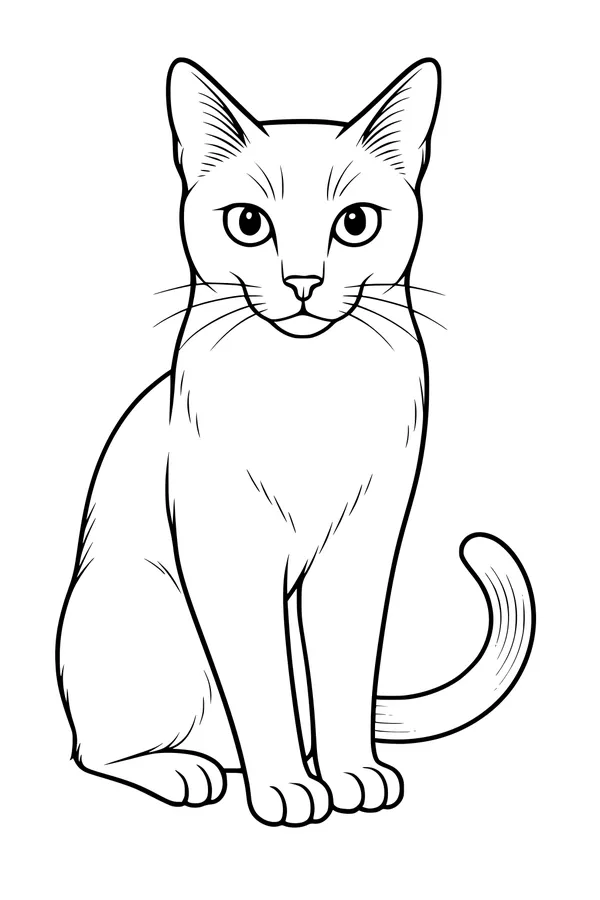 Free Cat Coloring Page - Domestic Pet Sitting Upright (Printable PDF)