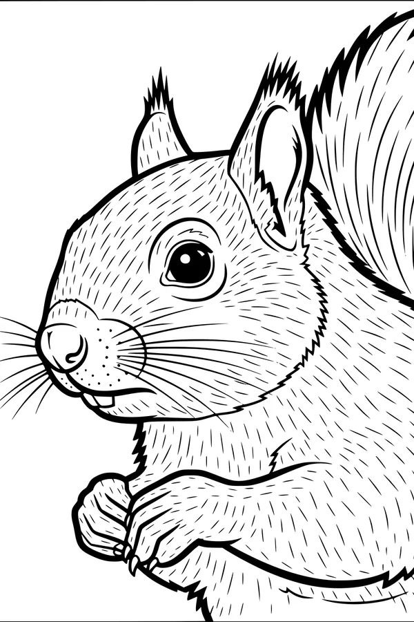 Free Squirrel Coloring Page - Bright-Eyed Woodland Friend (Printable PDF)