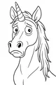 Free Unicorn Coloring Page - Surprised Cartoon Face (Printable PDF)