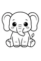 Free Elephant Coloring Page - Cute Cartoon Girl Sitting (Printable PDF)