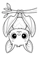 Free Bat Coloring Page - Cute Cartoon Bat Hanging Upside-Down (Printable PDF)
