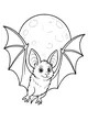 Free Bat Coloring Page - Friendly Bat Flying Before Full Moon (Printable PDF)