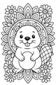 Free Beaver Coloring Page - Happy Beaver in Flower Garden (Printable PDF)
