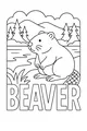 Free Beaver Coloring Page - Woodland Pond Scene With Mountains (Printable PDF)