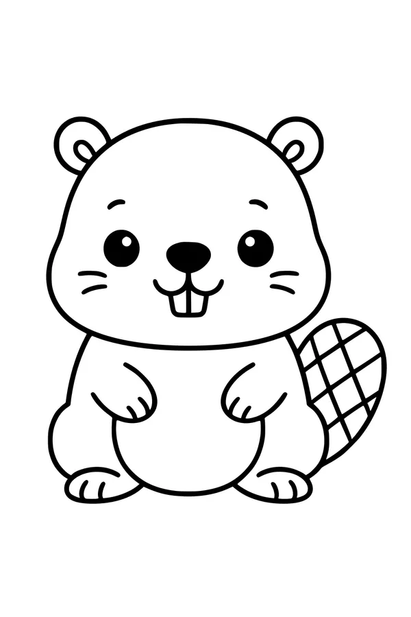 Free Beaver Coloring Page - Cute Cartoon Boy Beaver (Printable PDF)