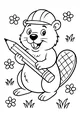 Free Beaver Coloring Page - Builder Beaver With Big Pencil (Printable PDF)