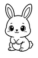 Free Bunny Coloring Page - Cute Sitting Rabbit With Big Eyes (Printable PDF)