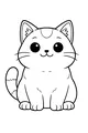 Free Cat Coloring Page - Cute Round Kitty Sitting (Printable PDF)
