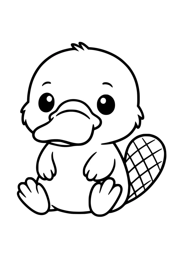 Free Platypus Coloring Page - Cute Baby With Big Bill (Printable PDF)