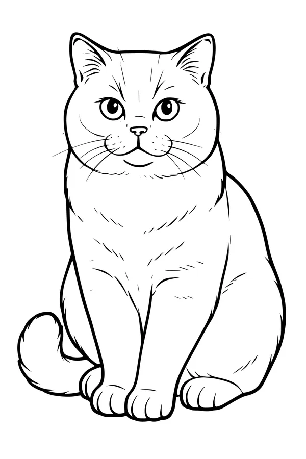 Free Cat Coloring Page - Cute Domestic Pet Sitting Upright (Printable PDF)