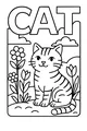 Free Cat Coloring Page - Striped Cat in Sunny Flower Garden (Printable PDF)