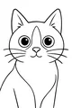 Free Cat Coloring Page - Big-Eyed Kitty Sitting Front View (Printable PDF)