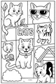 Free Cat Coloring Page - Cool Cartoon Cats in a Happy World (Printable PDF)