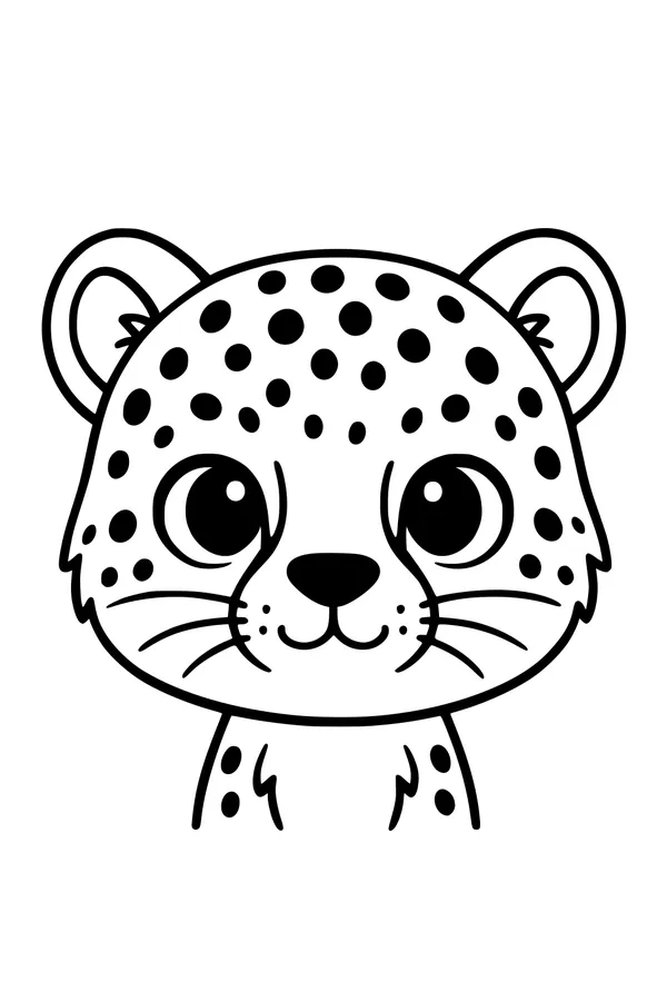 Free Cheetah Cub Coloring Page - Cute Spotted Cartoon (Printable PDF)